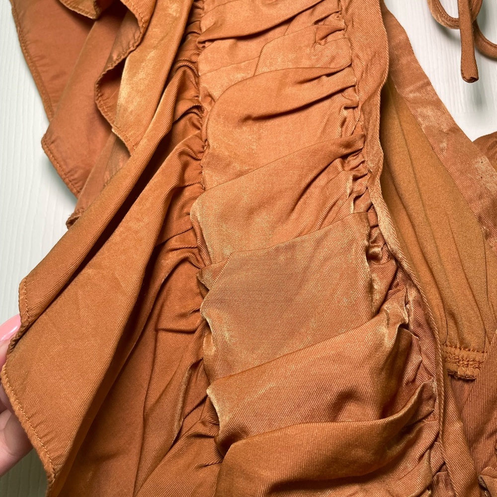 Rust Orange Ruffle Dress - Picture 4 of 4